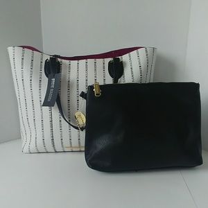 2in1 Steve Madden Black White B Rouge Satchel Tote